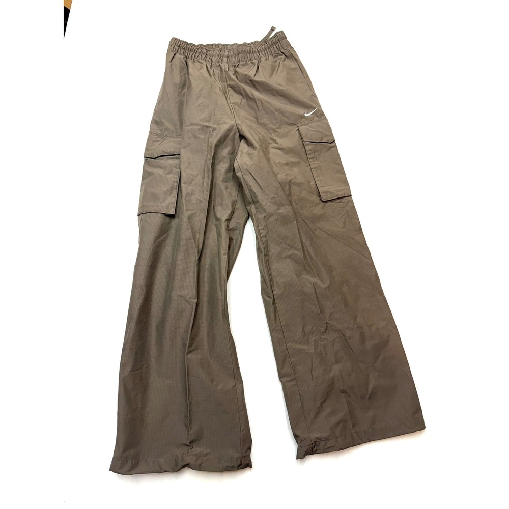NIKE Womens Small Brown Wide Leg Cargo Adjustable Parachute Pants BB20
